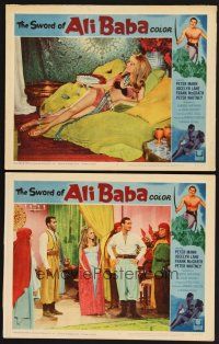 3p935 SWORD OF ALI BABA 2 LCs '65 great image of super sexy reclining Jocelyn Lane, fantasy!