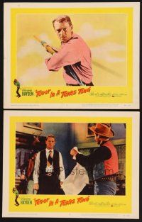 3p944 TERROR IN A TEXAS TOWN 2 LCs '58 cool image of Sterling Hayden holding huge harpoon!