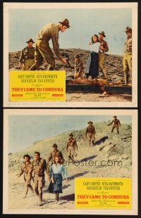 3p947 THEY CAME TO CORDURA 2 LCs '59 Gary Cooper, Rita Hayworth, Tab Hunter, Van Heflin!