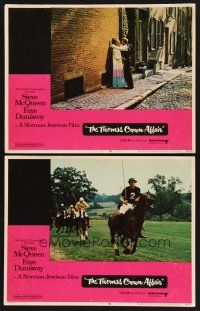 3p949 THOMAS CROWN AFFAIR 2 LCs '68 Steve McQueen playing polo & w/sexy Faye Dunaway!