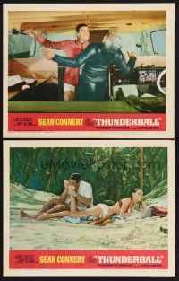 3p953 THUNDERBALL 2 LCs '65 Sean Connery as Bond biting Claudine Auger's foot & fighting Celi!