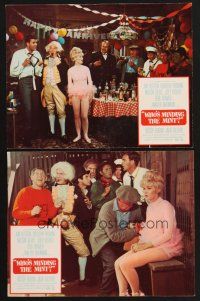 3p990 WHO'S MINDING THE MINT 2 LCs '67 Jim Hutton, sexy Dorothy Provine, Milton Berle!