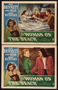 3p993 WOMAN ON THE BEACH 2 LCs '46 Robert Ryan loves bad Joan Bennett who only loves money!