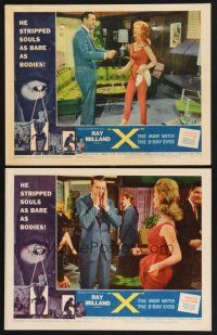 3p996 X: THE MAN WITH THE X-RAY EYES 2 LCs '63 Ray Milland & Diana Van der Vlis!