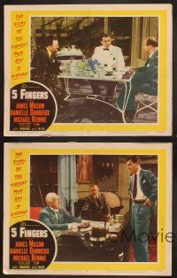 3p075 5 FINGERS 4 LCs '52 James Mason, Danielle Darrieux, true story of the most fabulous spy!