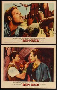 3p326 BEN-HUR 3 LCs '60 Charlton Heston given water by Jesus, William Wyler classic epic!