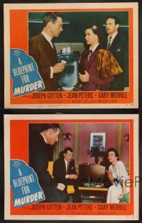 3p098 BLUEPRINT FOR MURDER 4 LCs '53 cool images of sexy bad girl Jean Peters, Joseph Cotten!