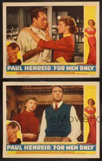 3p137 FOR MEN ONLY 4 LCs '52 Paul Henreid, Kathleen Hughes, sleazy Margaret Field!