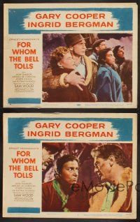 3p138 FOR WHOM THE BELL TOLLS 4 LCs R57 c/u of Gary Cooper & Ingrid Bergman, Hemingway classic!