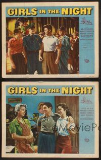 3p144 GIRLS IN THE NIGHT 4 LCs '53 Joyce Holden, Harvey Lembeck, Glenda Farrell!