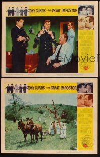 3p381 GREAT IMPOSTOR 3 LCs '61 Tony Curtis as Waldo DeMara, who faked being a doctor, warden & more!