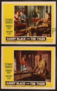 3p387 HARRY BLACK & THE TIGER 3 LCs '58 Barbara Rush looks at Stewart Granger standing by jeep!