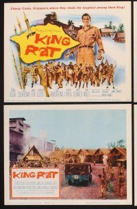 3p028 KING RAT 8 LCs '65 art of George Segal & Tom Courtenay, James Clavell, World War II POWs!