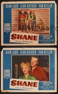 3p491 SHANE 3 LCs '53 most classic western, Jack Palance, Jean Arthur, Van Heflin!