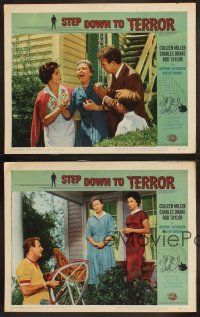 3p265 STEP DOWN TO TERROR 4 LCs '59 Colleen Miller, Charles Drake, a career of love and murder!