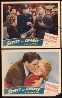 3p514 STREET OF CHANCE 3 LCs '42 Cornell Woolrich film noir, Burgess Meredith & Claire Trevor!