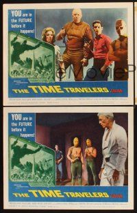 3p534 TIME TRAVELERS 3 LCs '64 cool Reynold Brown border art, wacky future aliens!