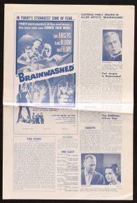 3r205 BRAINWASHED pressbook '60 Curt Jurgens, Claire Bloom, today's strangest zone of fear!