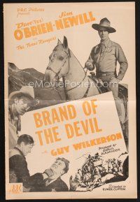 3r206 BRAND OF THE DEVIL pressbook '44 cowboy Dave O'Brien & the Texas Rangers!