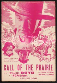 3r209 CALL OF THE PRAIRIE pressbook R40s William Boyd as Hopalong Cassidy, Gabby Hayes
