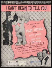 3r149 DOLLY SISTERS sheet music '45 Betty Grable & June Haver, I Can't Begin To Tell You!