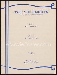 3r184 WIZARD OF OZ sheet music '39 Over the Rainbow, most classic song from the movie!