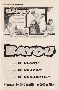 3r198 BAYOU pressbook '57 Louisiana Cajun sex, Peter Graves, Bold! Brutal! Barbaric!