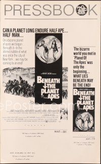 3r199 BENEATH THE PLANET OF THE APES pressbook '70 sci-fi sequel, what lies beneath may be the end