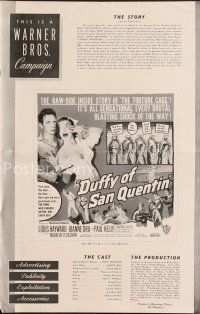 3r221 DUFFY OF SAN QUENTIN pressbook '54 Louis Hayward holds sexy nurse hostage, prison escape art!
