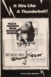 3r272 STORM FEAR pressbook '56 Cornel Wilde & Dan Duryea want Jean Wallace to scream her head off!