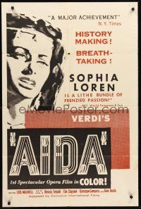 3s020 AIDA military 1sh '54 sexy Sophia Loren in Verdi's Italian opera!