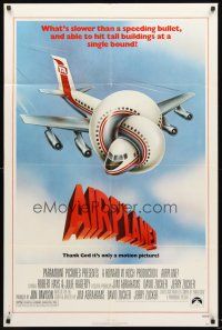 3s021 AIRPLANE 1sh '80 classic zany parody by Jim Abrahams and David & Jerry Zucker!
