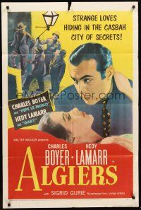 3s022 ALGIERS 1sh R53 Charles Boyer loves sexiest Hedy Lamarr, but he can't leave the Casbah!