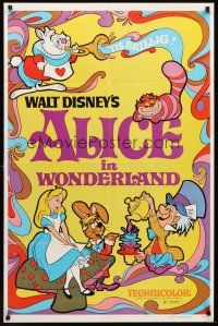 3s023 ALICE IN WONDERLAND 1sh R81 Walt Disney Lewis Carroll classic, cool psychedelic art!