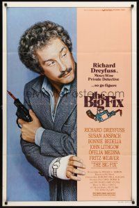 3s070 BIG FIX 1sh '78 great close image of detective Richard Dreyfuss with crayon in his gun!