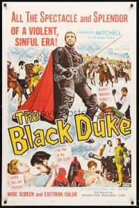 3s081 BLACK DUKE 1sh '64 cool artwork of Cameron Mitchell in the title role!
