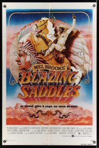 3s086 BLAZING SADDLES 1sh '74 classic Mel Brooks western, art of Cleavon Little by John Alvin!