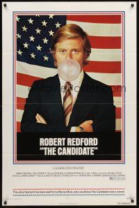 3s121 CANDIDATE 1sh '72 great image of candidate Robert Redford blowing a bubble!