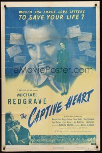 3s125 CAPTIVE HEART 1sh '47 Michael Redgrave, would you forge love letters to save your life?