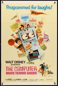 3s159 COMPUTER WORE TENNIS SHOES 1sh '69 Walt Disney, art of young Kurt Russell & wacky machine!
