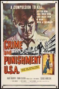 3s169 CRIME & PUNISHMENT U.S.A. 1sh '59 introducing George Hamilton, from the world-famed novel!