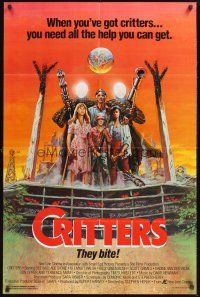 3s171 CRITTERS 1sh '86 great completely different art of cast & monsters by Ken Barr!