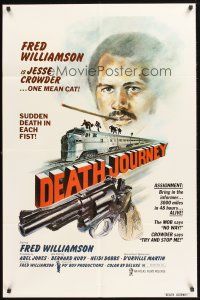 3s187 DEATH JOURNEY 1sh '75 Fred Williamson, cool train and gun artwork design!