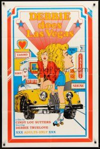 3s192 DEBBIE DOES LAS VEGAS 1sh '82 Debbie Truelove, wonderful sexy gambling casino artwork!