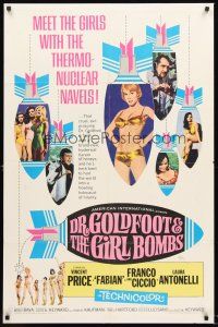 3s212 DR. GOLDFOOT & THE GIRL BOMBS 1sh '66 Mario Bava, Vincent Price & sexy half-dressed babes!