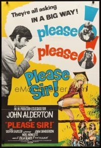 3s611 PLEASE SIR English 1sh '71 John Alderton, English comedy, wacky artwork!