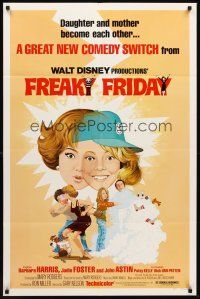 3s276 FREAKY FRIDAY revised 1sh '77 Jodie Foster switches bodies with Barbara Harris, Disney!