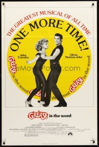 3s299 GREASE 1sh R80 John Travolta & Olivia Newton-John dance in a most classic musical!