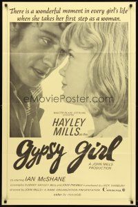 3s305 GYPSY GIRL 1sh '66 romantic close up of Hayley Mills & Ian McShane!