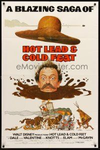 3s340 HOT LEAD & COLD FEET 1sh '78 Disney, Robert Butler directed, wacky artwork of Don Knotts!